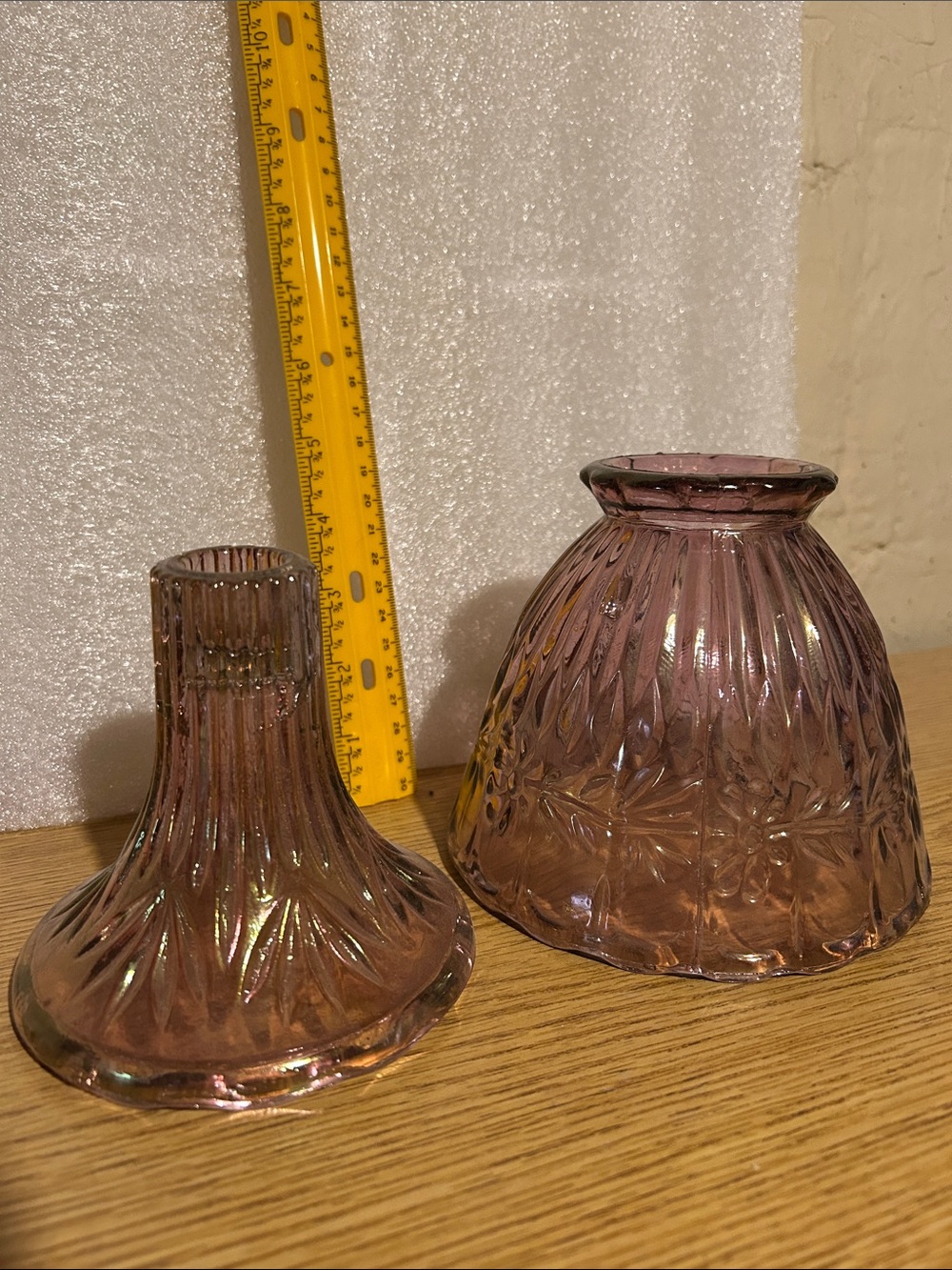 Decorative Pink Glass Votive Holders - Set of 2